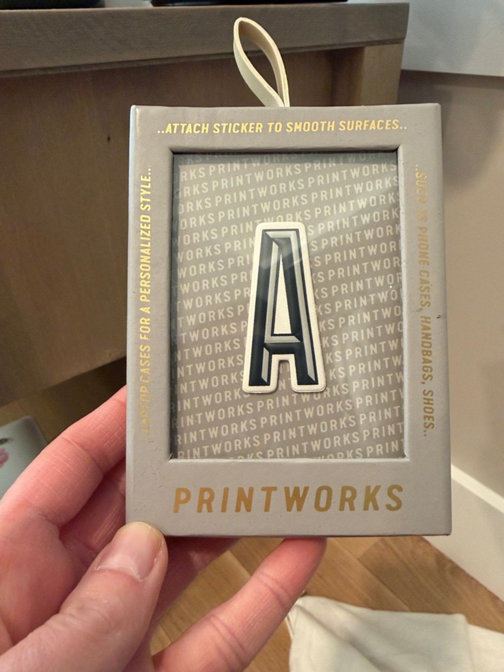 West Elm Gray and Gold Letter 'A' Sticker Ornament